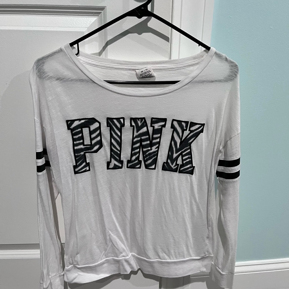 PINK Victoria's Secret White Long Sleeve Tee